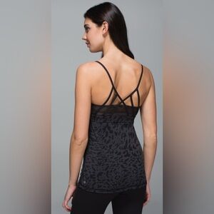 Lululemon Just Breathe Tank Animal Swirl Deep Coal Black Sz 4